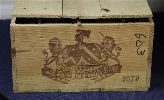 A case of twelve bottles of 1979 Chateau Cos dEstournel, Saint-Estephe, France